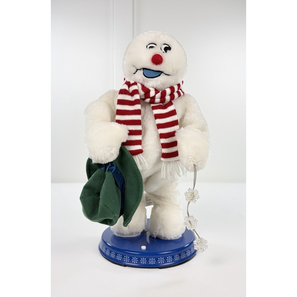 Vintage Gemmy Snowflake Spinning Frosty The Snowman Animated Musical Plush Decor